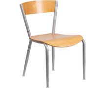 Flash Furniture XU-DG-60217-NAT-GG Invincible Series Metal Restaurant Chair - Natural Wood Back & Seat