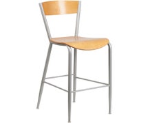 Flash Furniture Invincible Series Metal Restaurant Barstool - Natural Wood Back & Seat