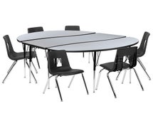Flash Furniture 86" Oval Wave Collaborative Activity Table Set With Chairs