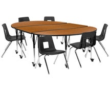 Flash Furniture Mobile 86" Oval Wave Collab Activity Table Set With Chairs