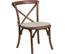 Flash Furniture XU-X-PEC-NTC-GG HERCULES Series Stackable Pecan Wood Cross Back Chair with Cushion