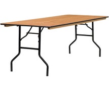 Rectangular Plywood Folding Table, 72"Wx30"W