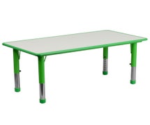 Flash Furniture 23.625''W x 47.25''L Rectangular Green Plastic Height Adjustable Activity Table with Grey Top
